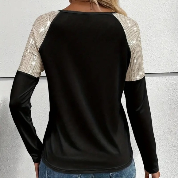 Black beige sequined polo NWT - Picture 2 of 2